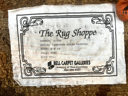 Tibetan Aubusson Rug 8x10, Maroon and Beige, Floral, Handmade, Wool, Vintage, Traditional Rug