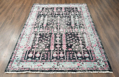 Multi Size Black, Gray Hand Knotted Arts & Crafts 100% Wool Turkish Oushak Traditional Oriental Area Rug
