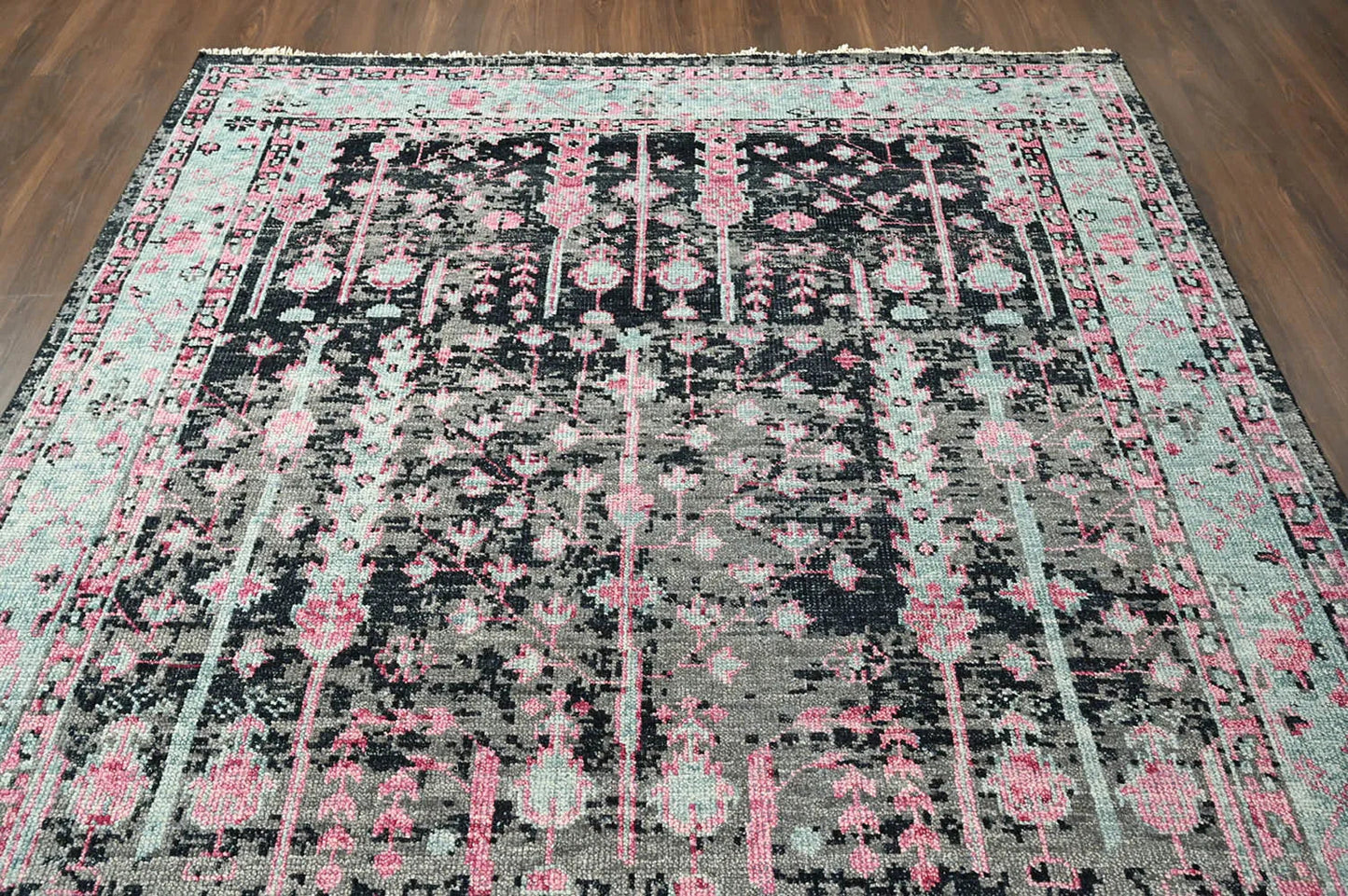 Multi Size Black, Gray Hand Knotted Arts & Crafts 100% Wool Turkish Oushak Traditional Oriental Area Rug