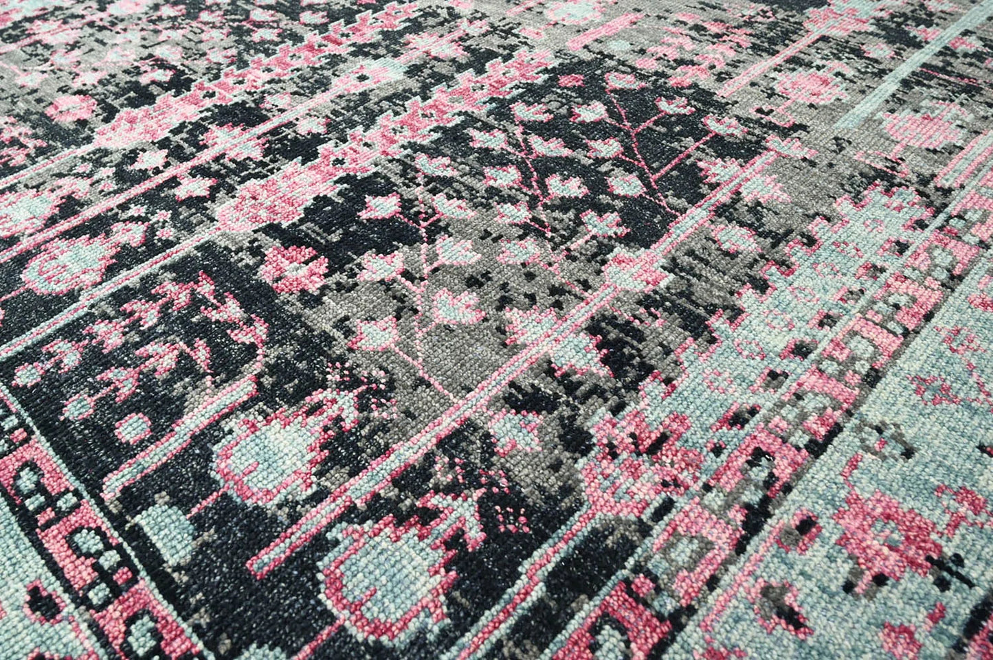 Multi Size Black, Gray Hand Knotted Arts & Crafts 100% Wool Turkish Oushak Traditional Oriental Area Rug