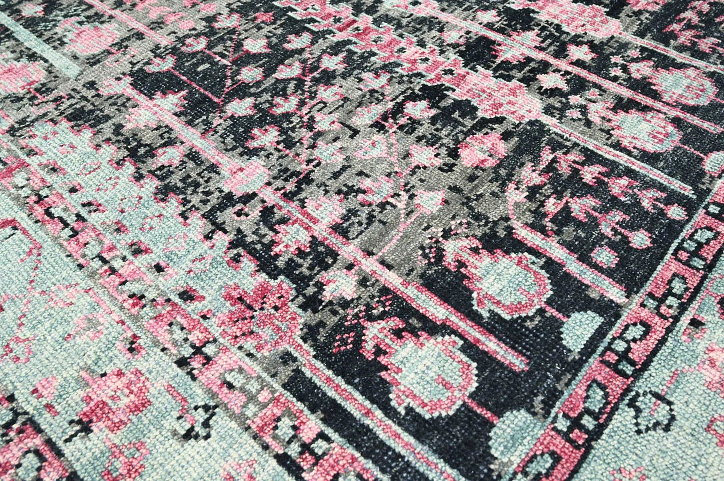 Multi Size Black, Gray Hand Knotted Arts & Crafts 100% Wool Turkish Oushak Traditional Oriental Area Rug