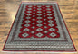 Pakistani Bokhara Rug 6x8, Fine Turkoman Carpet, Wool Handmade Vintage, Red, 6 x 8 Medium Sized Rug, Turkmen Rug