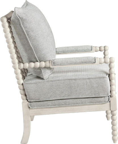 Spindle Accent Chair Smoke Grey Textured Upholstery