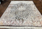 Silk Indian Kashmiri Rug 8x10, Floral Medallion, Indo Persian Carpet, Handmade Vintage Silk Rug