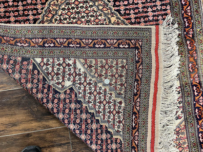 Afghan Rug 4x5, Wool with Silk Highlights, Very Fine Hand Knotted Vintage Oriental Carpet, Herati Pattern, Persian Rug, Bidjar Rug, 400 KPSI