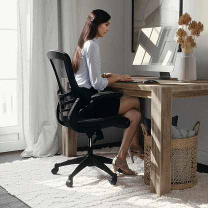Kelista Mid-Back Ergonomic Office Chair With Adjustable Height, Black