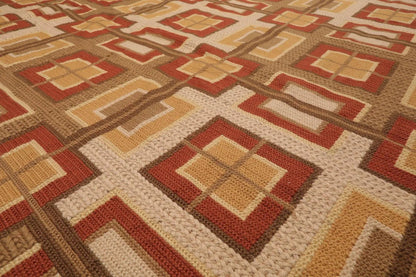 9x12 Hand Woven Wool French Aubusson Needlepoint Area Rug Beige