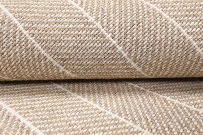 LoomBloom Multi Sizes Tan Hand Woven Contemporary Flatweave Herringbone New Zealand Wool Oriental Area Rug