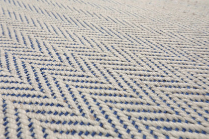LoomBloom Multi Sizes Ivory Hand Woven Contemporary Flatweave Herringbone New Zealand Wool Oriental Area Rug