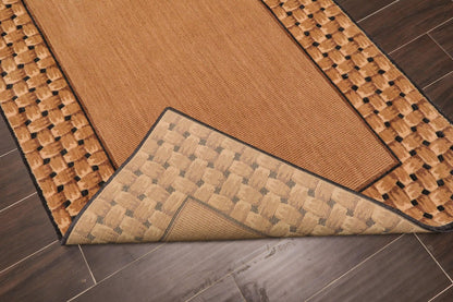3'6" x 5'6" Basketweave 100% wool Contemporary Oriental Area rug Tan