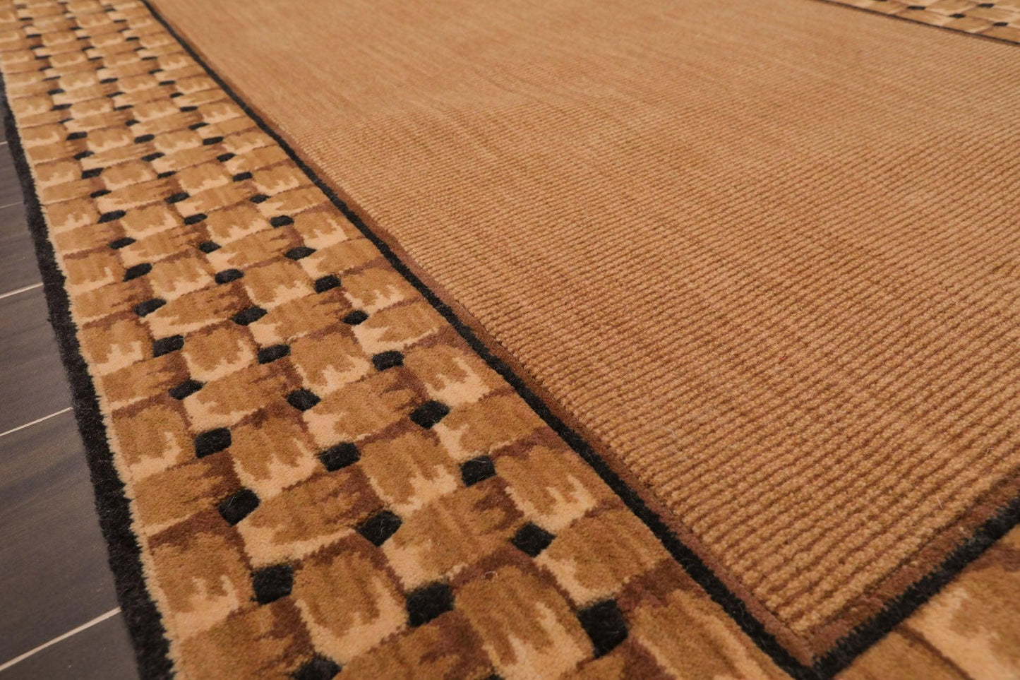 3'6" x 5'6" Basketweave 100% wool Contemporary Oriental Area rug Tan