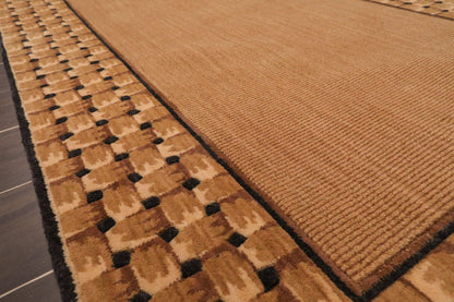 3'6" x 5'6" Basketweave 100% wool Contemporary Oriental Area rug Tan