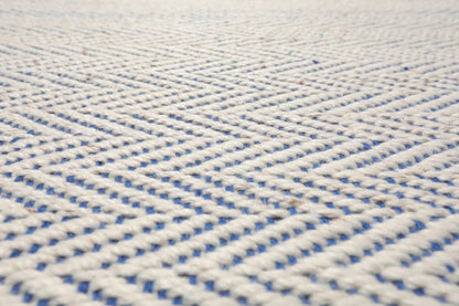 LoomBloom Multi Sizes Ivory Hand Woven Contemporary Flatweave Herringbone New Zealand Wool Oriental Area Rug