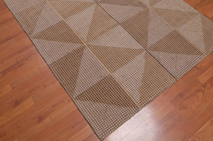 4'7x6'8 Hand Tufted Wool Loop N Cut PileGeometric Pattern Oriental Area Rug Beige, Brown Color