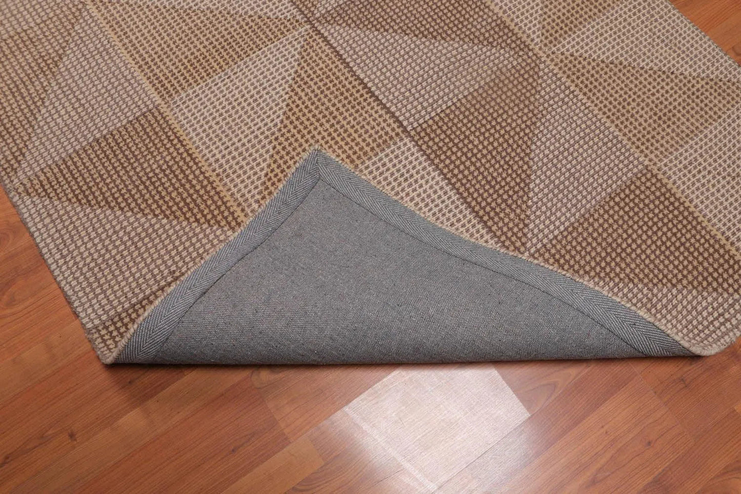 4'7x6'8 Hand Tufted Wool Loop N Cut PileGeometric Pattern Oriental Area Rug Beige, Brown Color