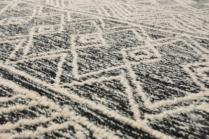 LoomBloom Multi Size Black Hand Tufted Transitional Geometric Wool Oriental Area Rug