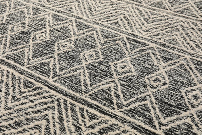 LoomBloom Multi Size Black Hand Tufted Transitional Geometric Wool Oriental Area Rug