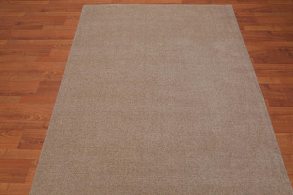 4'7" x 6’7" Handmade Loop & cut Pile 100% Wool Area rug Modern Tan