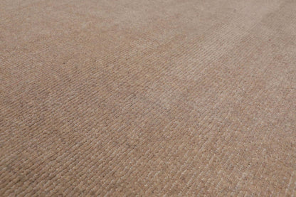 4'7" x 6’7" Handmade Loop & cut Pile 100% Wool Area rug Modern Tan