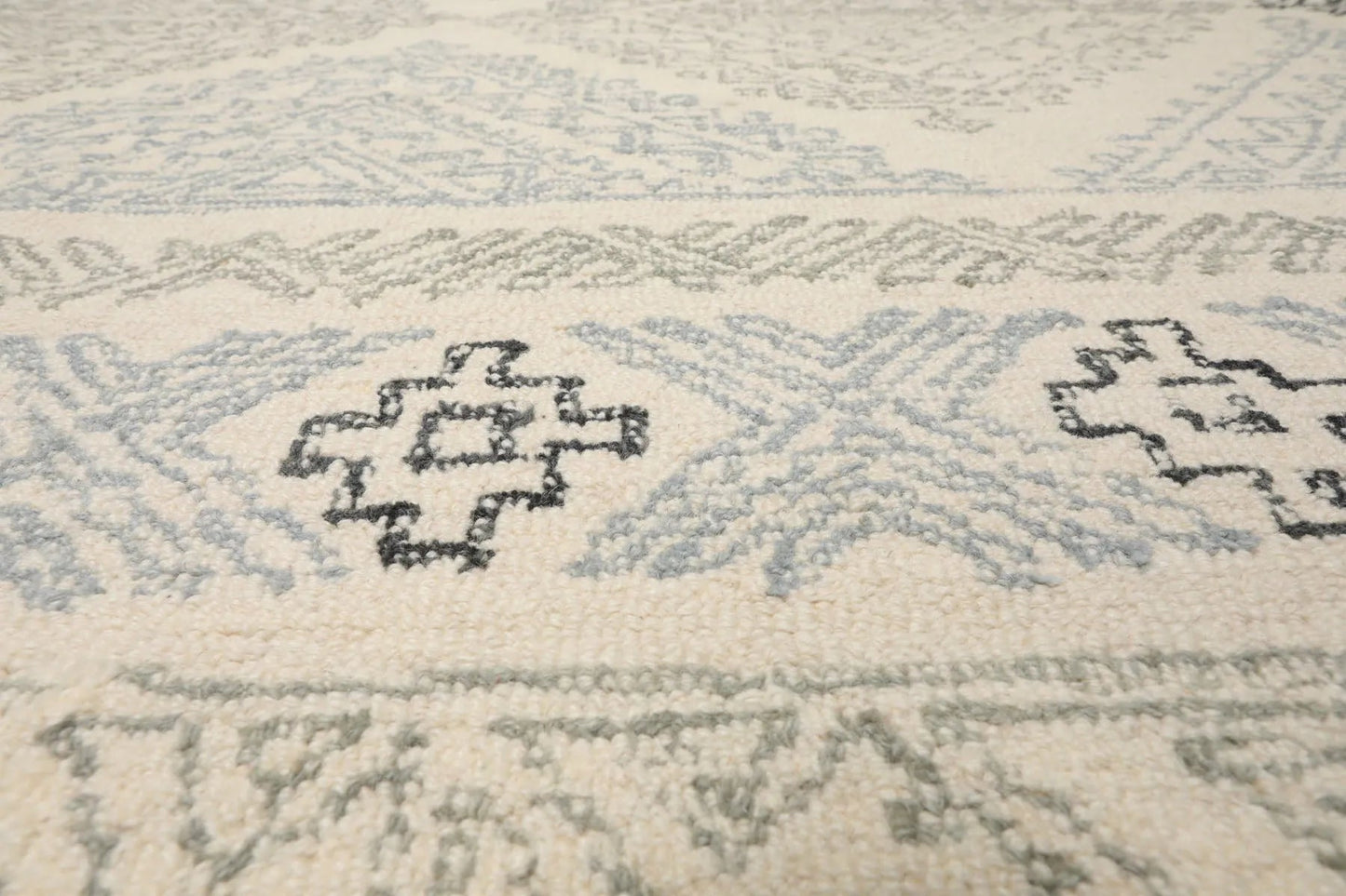LoomBloom Multi Size Ivory Hand Tufted Transitional Geometric Wool Oriental Area Rug