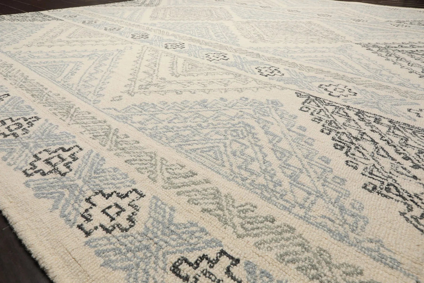 LoomBloom Multi Size Ivory Hand Tufted Transitional Geometric Wool Oriental Area Rug