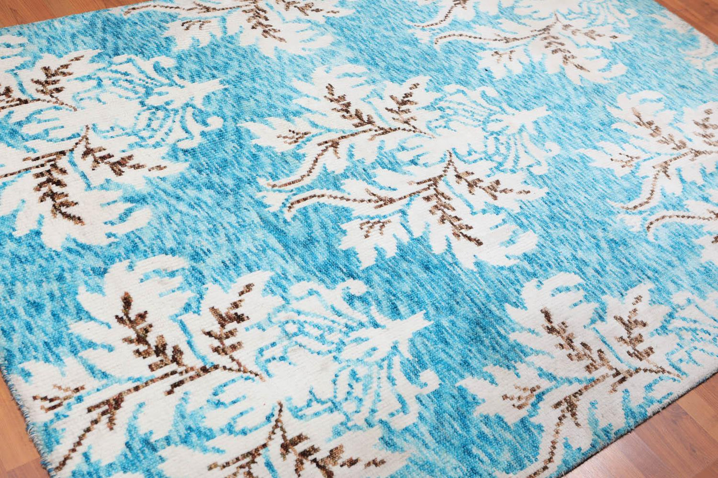 5'8" x 8' Handmade Traditional Oriental Area Rug Modern Aqua