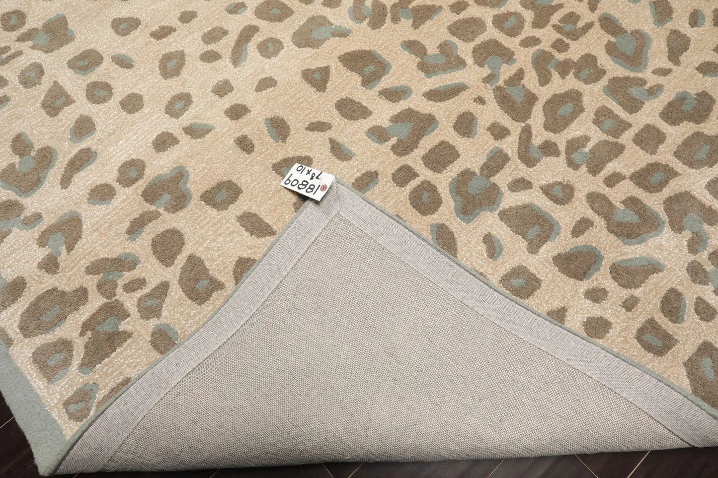 LoomBloom Multi Size Tan Hand Tufted Modern Leopard Print Wool and Bamboo Silk Oriental Area Rug