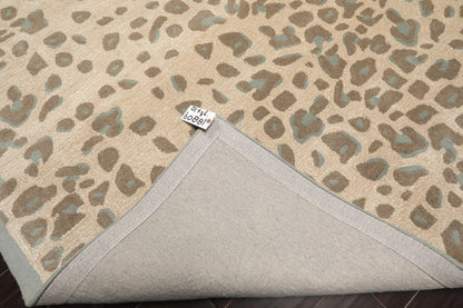 LoomBloom Multi Size Tan Hand Tufted Modern Leopard Print Wool and Bamboo Silk Oriental Area Rug