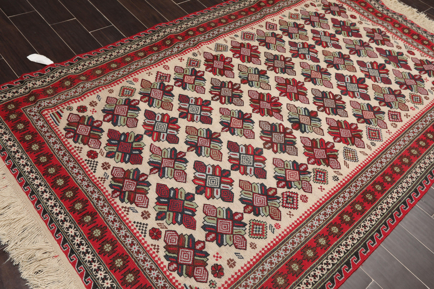 5'3" x 8'6" Vintage Wool Foundation Hand Knotted Wool Area Rug Beige