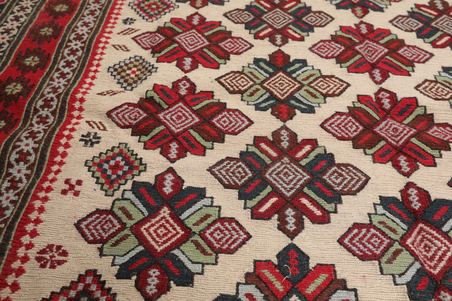 5'3" x 8'6" Vintage Wool Foundation Hand Knotted Wool Area Rug Beige