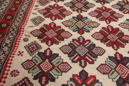 5'3" x 8'6" Vintage Wool Foundation Hand Knotted Wool Area Rug Beige