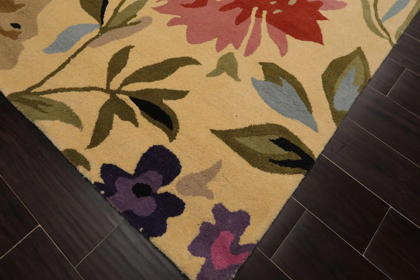 LoomBloom Multi Size Light Gold Hand Tufted Contemporary Floral Wool Oriental Area Rug
