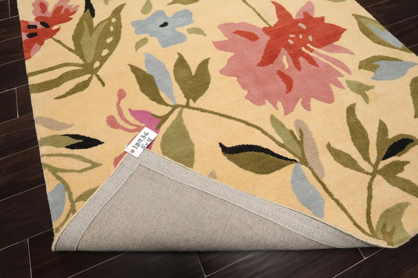 LoomBloom Multi Size Light Gold Hand Tufted Contemporary Floral Wool Oriental Area Rug
