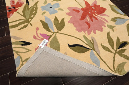 LoomBloom Multi Size Light Gold Hand Tufted Contemporary Floral Wool Oriental Area Rug
