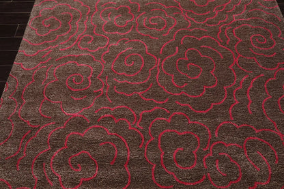 LoomBloom Multi Size Brown Hand Tufted Contemporary Wool and Faux Silk Oriental Area Rug