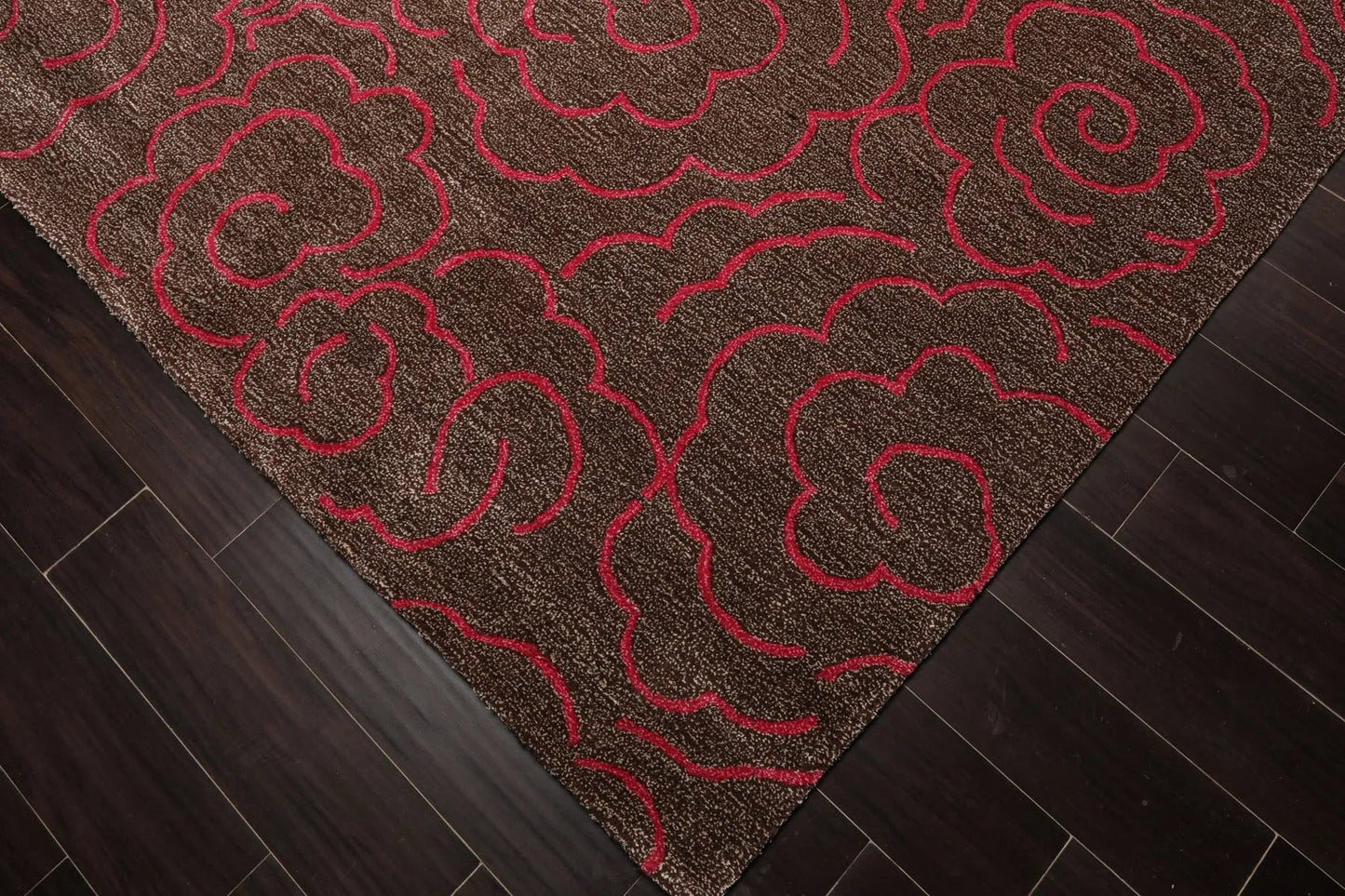 LoomBloom Multi Size Brown Hand Tufted Contemporary Wool and Faux Silk Oriental Area Rug