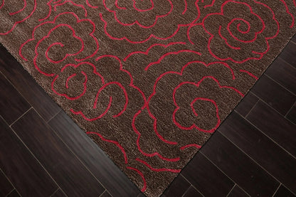 LoomBloom Multi Size Brown Hand Tufted Contemporary Wool and Faux Silk Oriental Area Rug