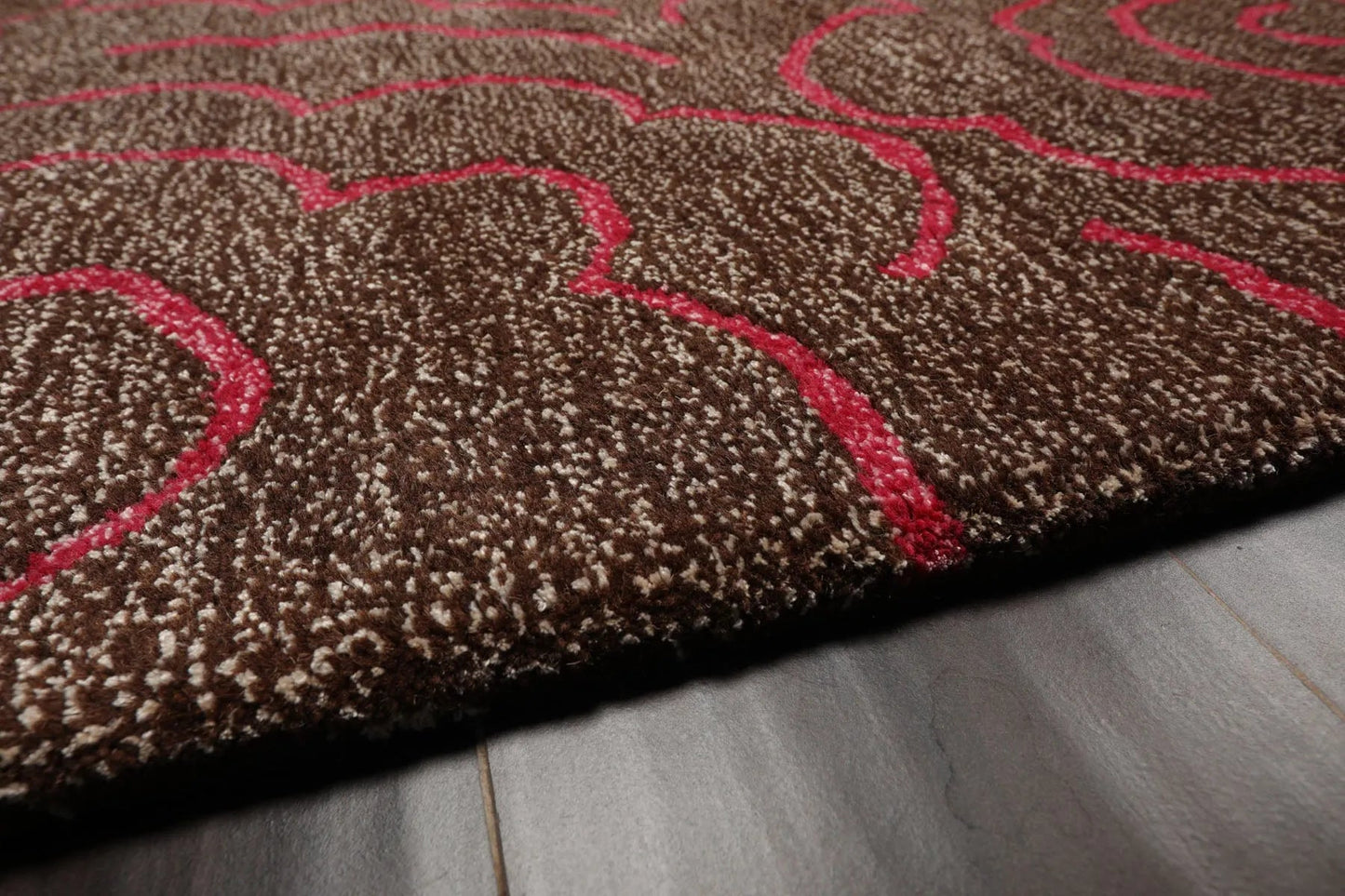LoomBloom Multi Size Brown Hand Tufted Contemporary Wool and Faux Silk Oriental Area Rug