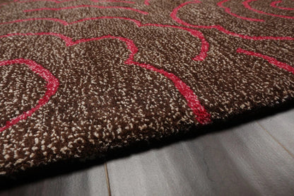 LoomBloom Multi Size Brown Hand Tufted Contemporary Wool and Faux Silk Oriental Area Rug
