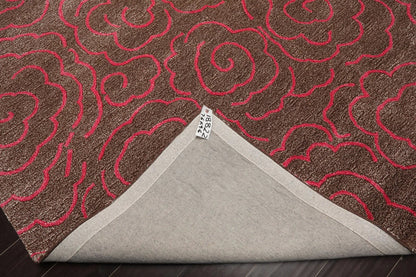 LoomBloom Multi Size Brown Hand Tufted Contemporary Wool and Faux Silk Oriental Area Rug