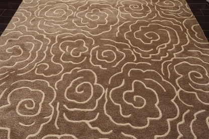 LoomBloom Multi Size Brown Hand Tufted Contemporary Floral Wool and Faux Silk Oriental Area Rug