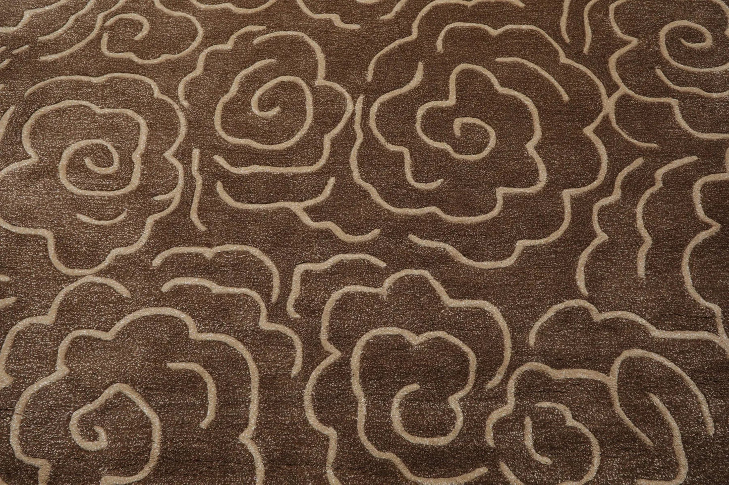 LoomBloom Multi Size Brown Hand Tufted Contemporary Floral Wool and Faux Silk Oriental Area Rug