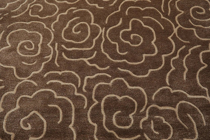 LoomBloom Multi Size Brown Hand Tufted Contemporary Floral Wool and Faux Silk Oriental Area Rug
