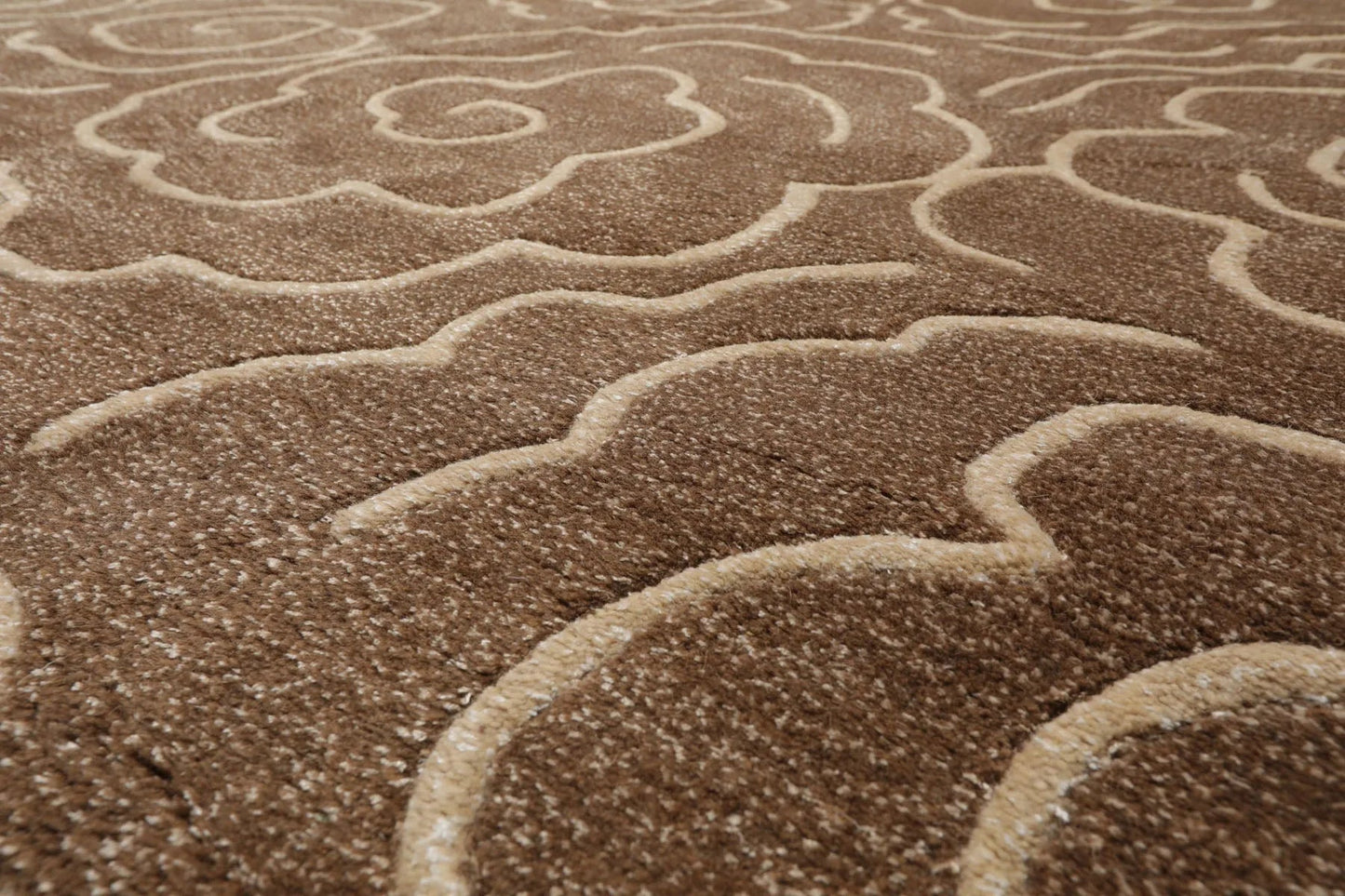LoomBloom Multi Size Brown Hand Tufted Contemporary Floral Wool and Faux Silk Oriental Area Rug