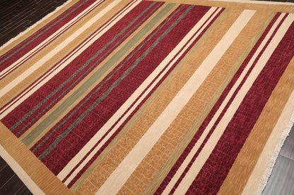 8'10" x 11'10" Hand Knotted 100% Wool Modern Area Rug Burgundy