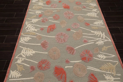 LoomBloom Multi Size Gray Beige Hand Tufted Contemporary Floral Wool and Faux Silk Oriental Area Rug
