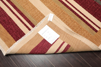 8'10" x 11'10" Hand Knotted 100% Wool Modern Area Rug Burgundy