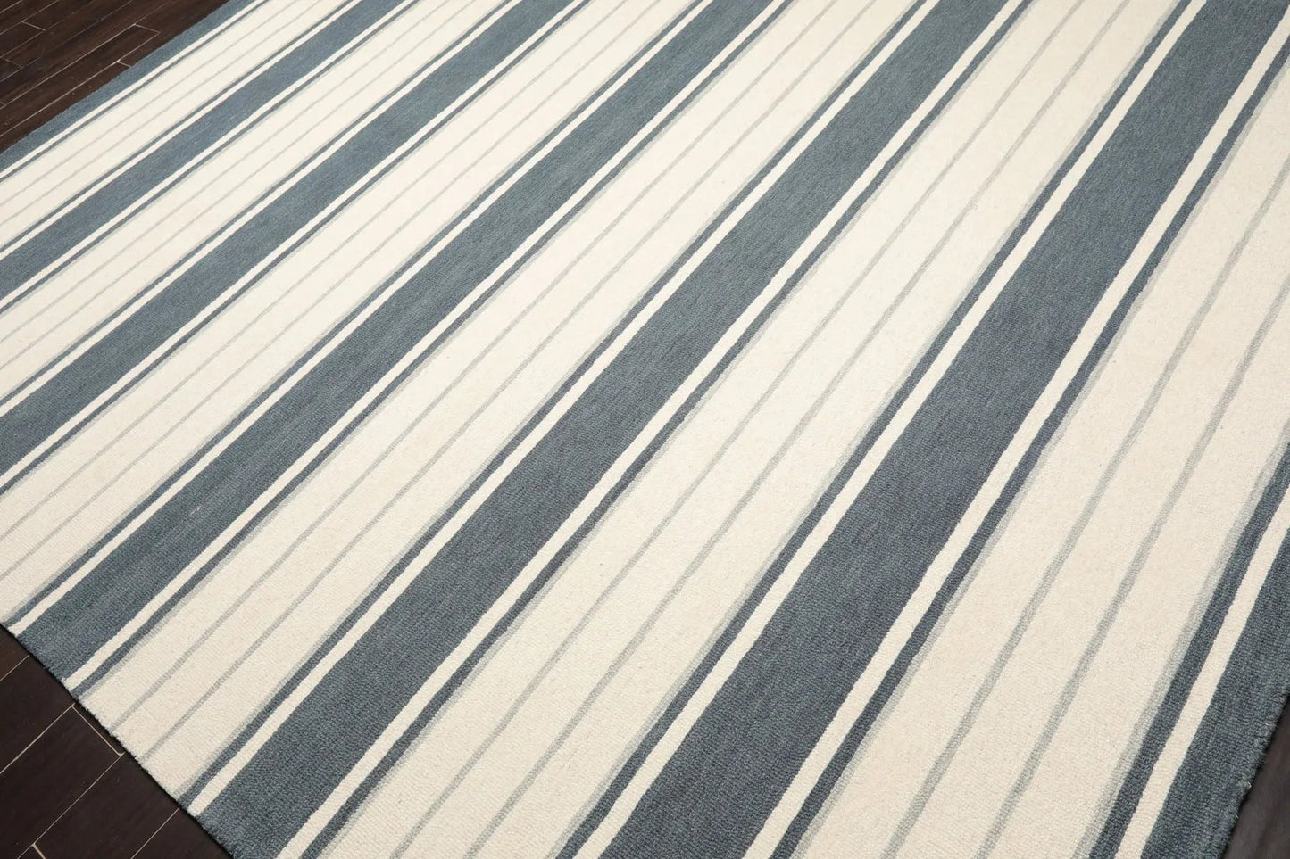 LoomBloom Multi Size Slate Hand Tufted Contemporary Striped Wool Oriental Area Rug