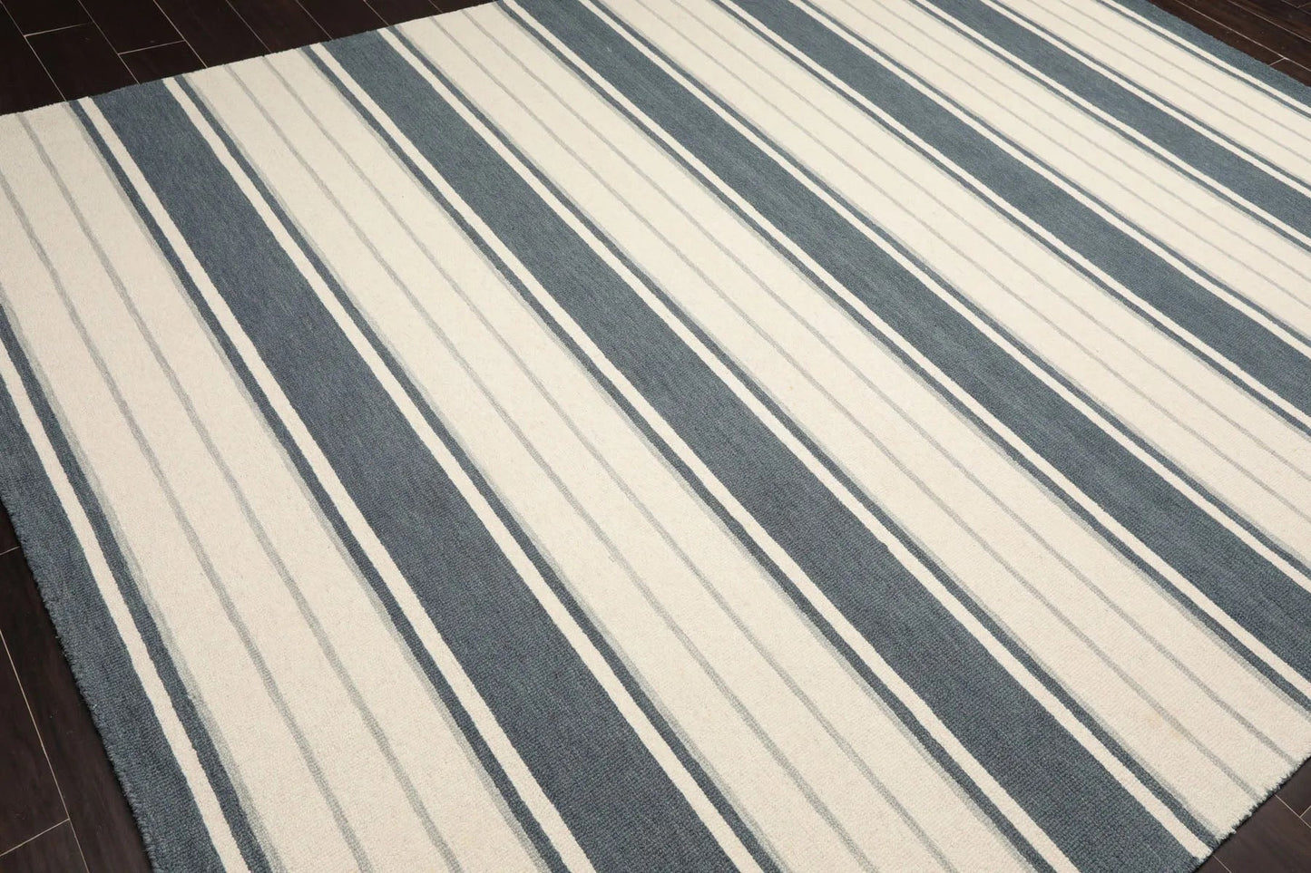 LoomBloom Multi Size Slate Hand Tufted Contemporary Striped Wool Oriental Area Rug