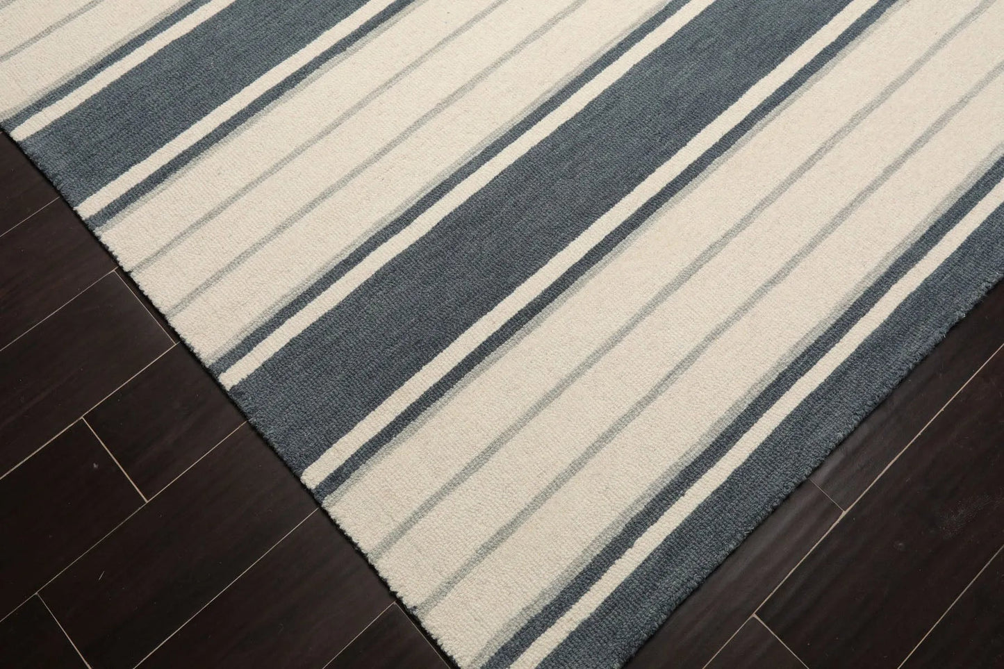 LoomBloom Multi Size Slate Hand Tufted Contemporary Striped Wool Oriental Area Rug
